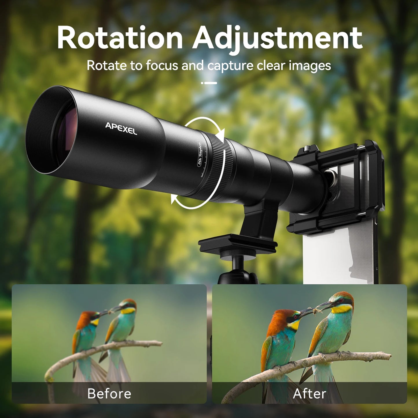 50X Telephoto Smartphone Lens with Tripod and Phone Clip