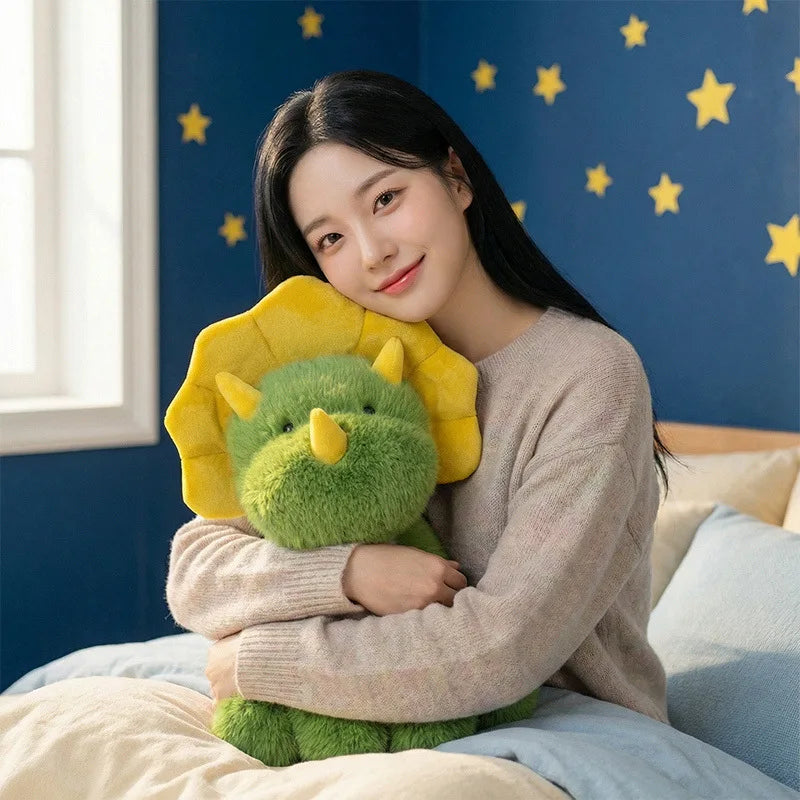 Green Triceratops Dinosaur Plush Stuffed Animal Pillow