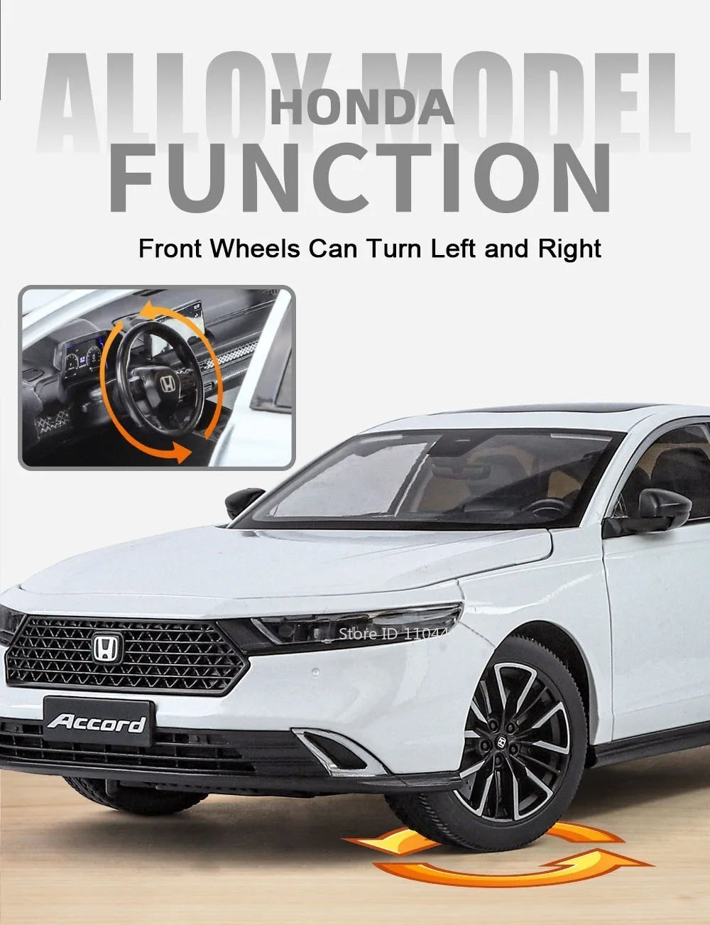 1:18 X5M Honda Accord Car Toys Alloy Diecast Models Shock Absorption Doors Opened Front Wheel Steering Vehices Desktop Ornament