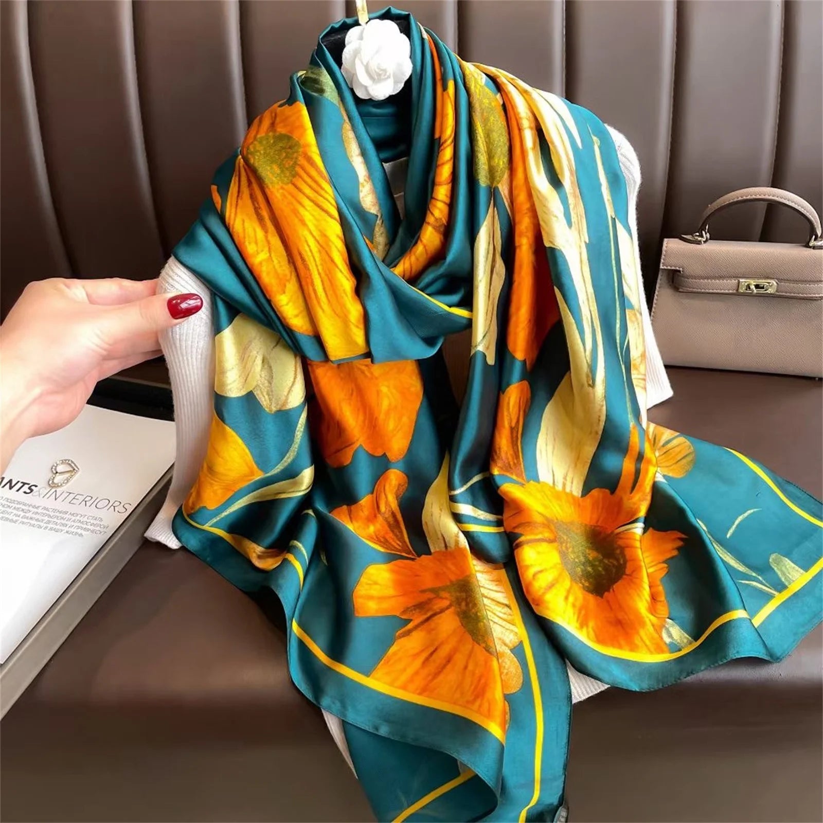 Women Summer Silk Scarves Shawl Lady Wrap Soft Female Echarpe Designer Beach Stole Bandana foulard muffler