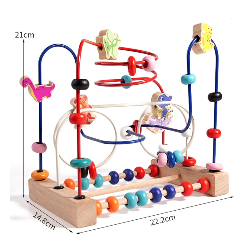 Montessori Wooden Toys Circles Bead Wire Maze Roller Coaster  Early Educational Puzzles Toy for  1 2 3 Years