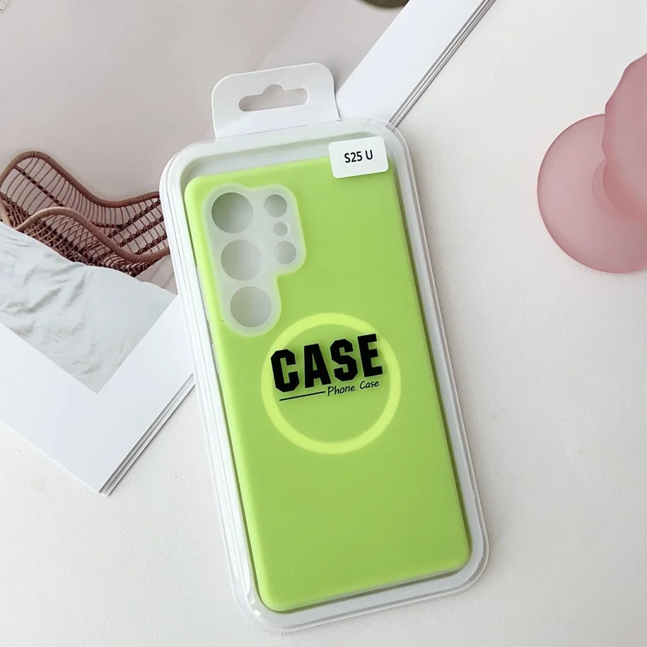 MagSafe Jelly Silicone Case with Magnetic Lens Protection for Samsung Galaxy S26 / S25 / S24 / S23 Ultra / Plus / FE – Solid Color Shockproof Cover