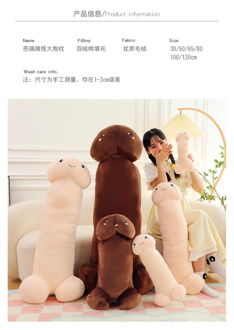 105cm Big Size Trick Penis Plush Kawaii Soft Simulation Dick Plushie Real-life Penis Pillow Sexy Hugging Pillow Girlfriend Gifts