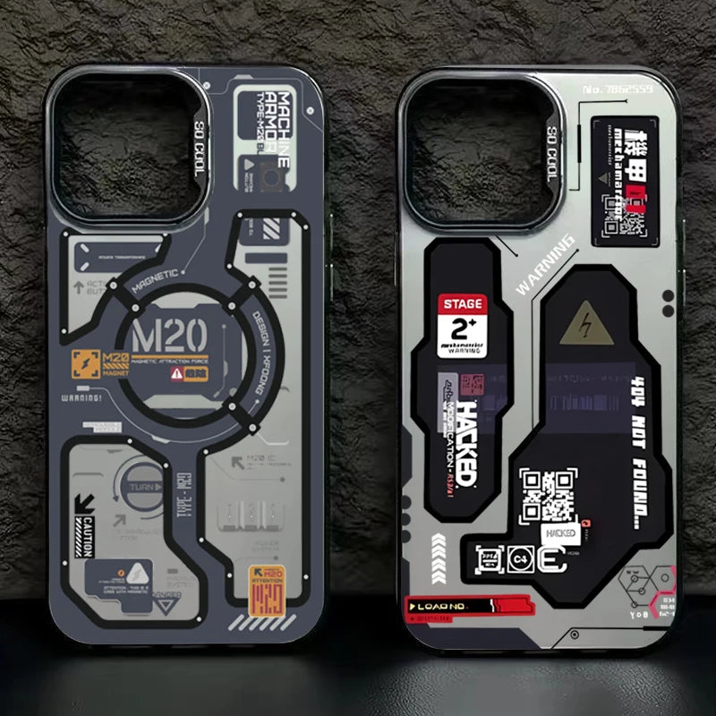 Phone Case For iPhone 16 15 14 17 Air Pro Max Shockproof Mecha-Style Graffiti Shockproof Cover