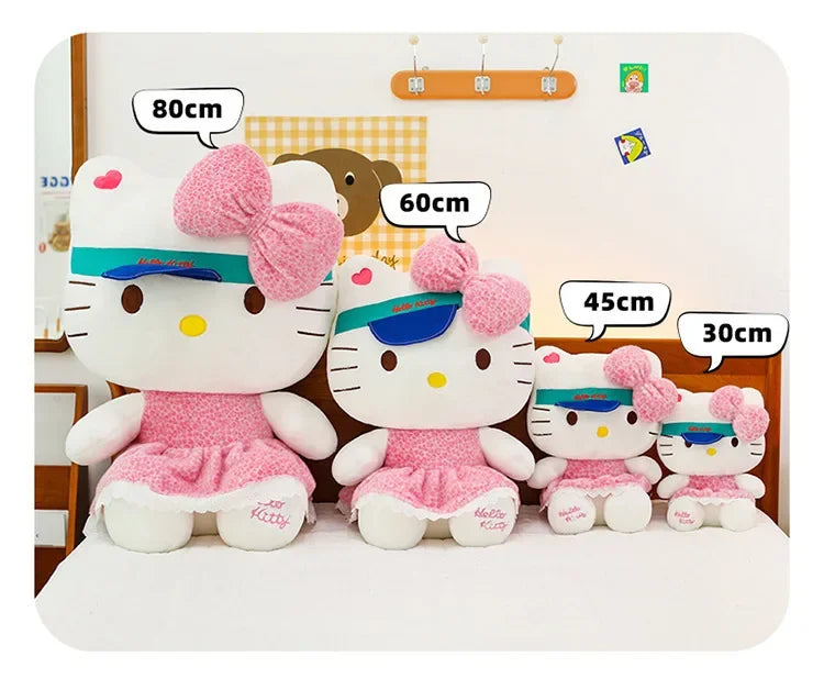 Sanrio 60cm Kawaii Print Hello Kitty Plush Toy Kt Cat Big Stuffed Doll Cartoon Cute Baby Kids Birthday Gift Room Decor