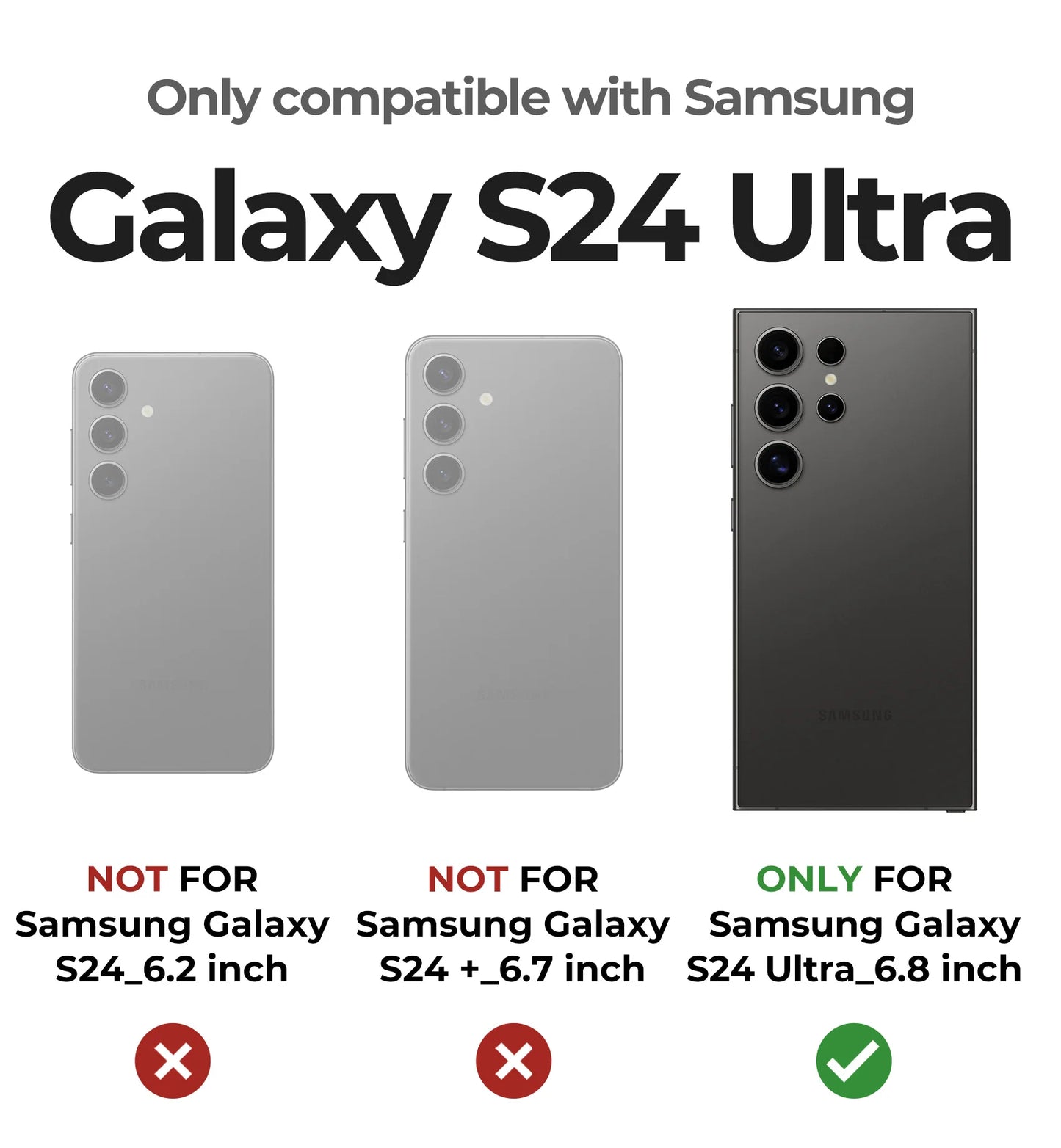 For Samsung Galaxy S24 Ultra 6.8 inch 2024 Case Full Body Rugged Case with Camera Cover & Built-in Screen Protector Kickstand