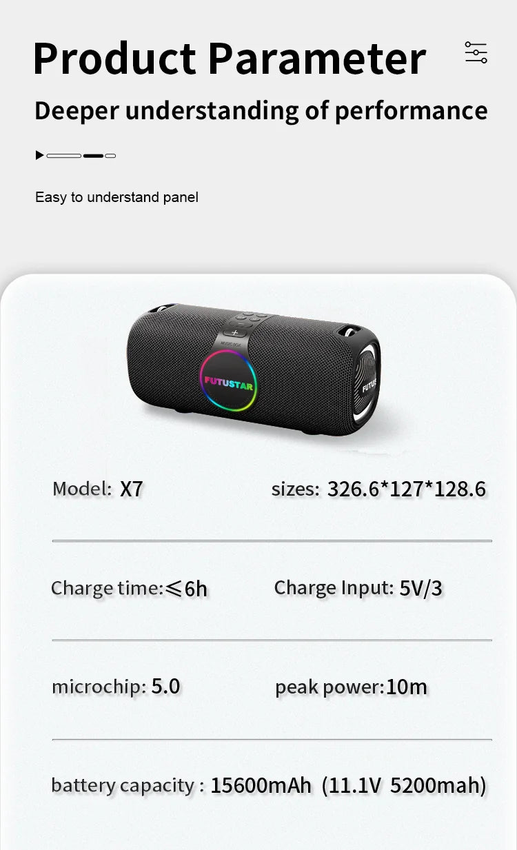 Outdoor portable wireless Bluetooth speaker 120W high-power karaoke speaker RGB subwoofer TWS/TF/AUX party karaoke speaker