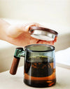 400ml Walnut Wooden Handle Lid Filter Glass Tea Cup Tea Water Separation Scented Tea Cup Office Flower Tea Separation Tea Mug