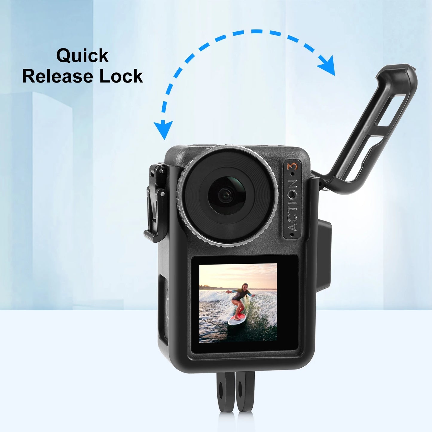 Vertical Protective Camera Frame with Cold Shoe Mounts for DJI Osmo Action Cameras