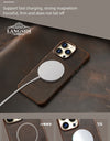 for Magsafe Case for iPhone 15 16 Pro Max 16Pro Retro Luxury Full Grain Cowhide Genuine Oiled PULL-UP Leather Magnetic Cover