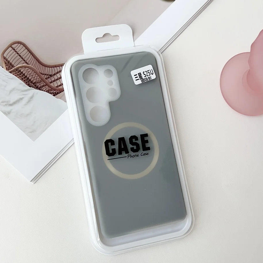 MagSafe Jelly Silicone Case with Magnetic Lens Protection for Samsung Galaxy S26 / S25 / S24 / S23 Ultra / Plus / FE – Solid Color Shockproof Cover