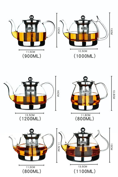 Heat Resistant Clear Glass Teapot Household Thickened Tea Maker Large Capacity Multifunctional Tea Pot Induction Cooker Kettle