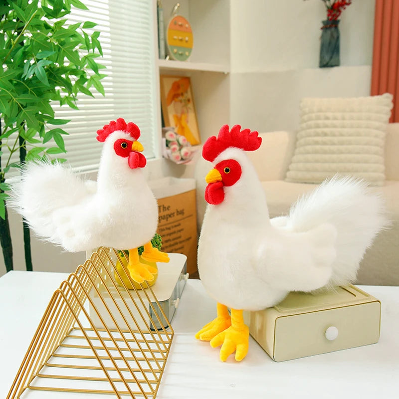 White Rooster Chicken Plush Stuffed Animal Soft Bird Decor