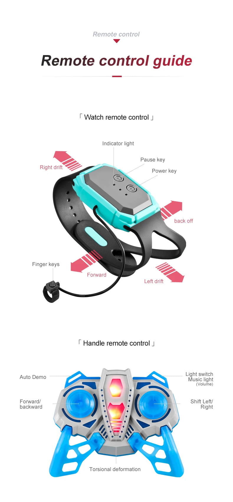 1 to 20 Scale Gesture Sensor 4WD Rotating Stunt Drift Remote Control Car
