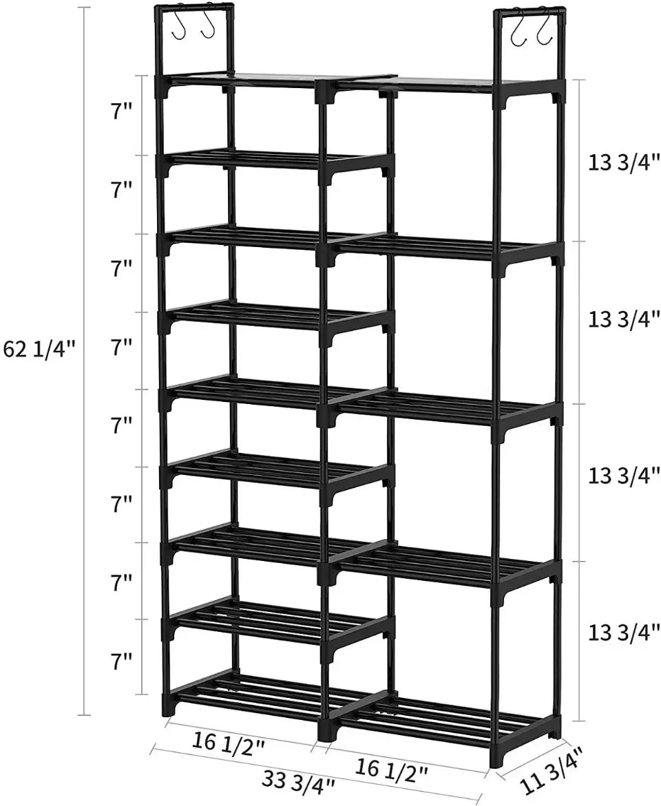 Assemble Standing Shoe Rack 3 Rows 23 Tiers Boots Storage Organizer Shelf Household Kitchen Holder Simple Metal Sneakers Cabinet