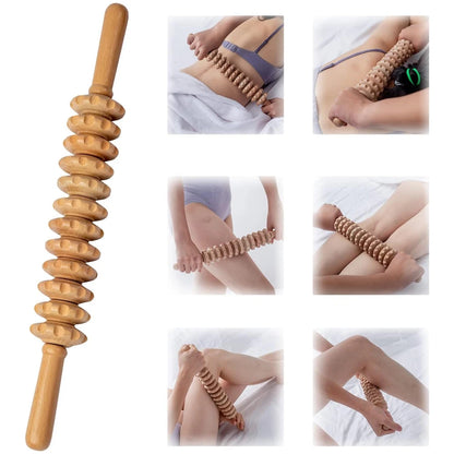 Wood Roller for Stomach Cellulite, Wooden Therapy Massage Tools for Body Shaping,Wood Rolling Massage Stick for Back Pain Relief