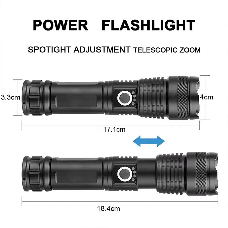 High Power Rechargeable LED Tactical Flashlight Aluminum Alloy Zoom Torch