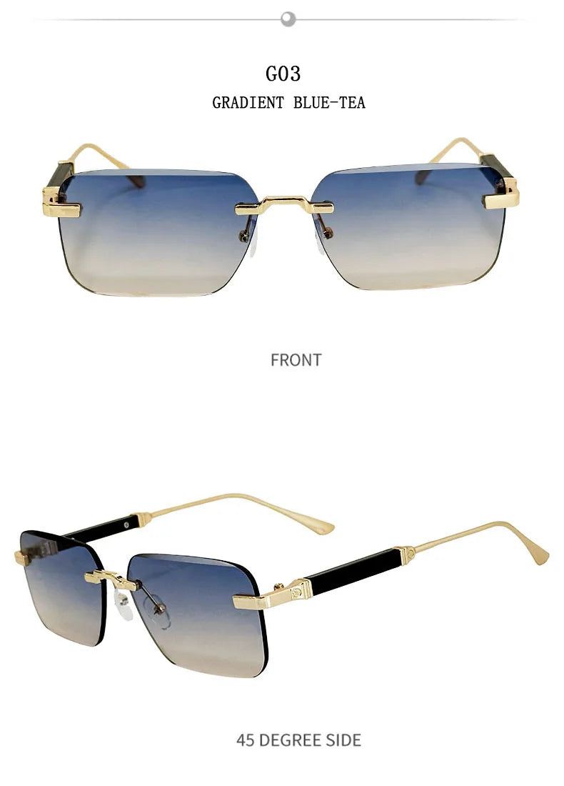 Rimless Square Sunglasses With UV400 Protection