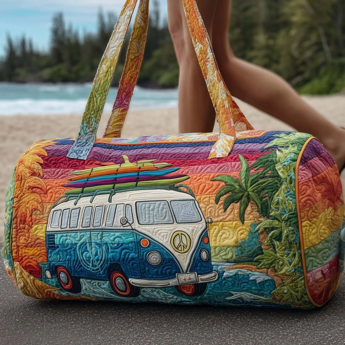 Sun Mountain Forest Quilted Travel Duffle Bag Outdoor Fitness Tote