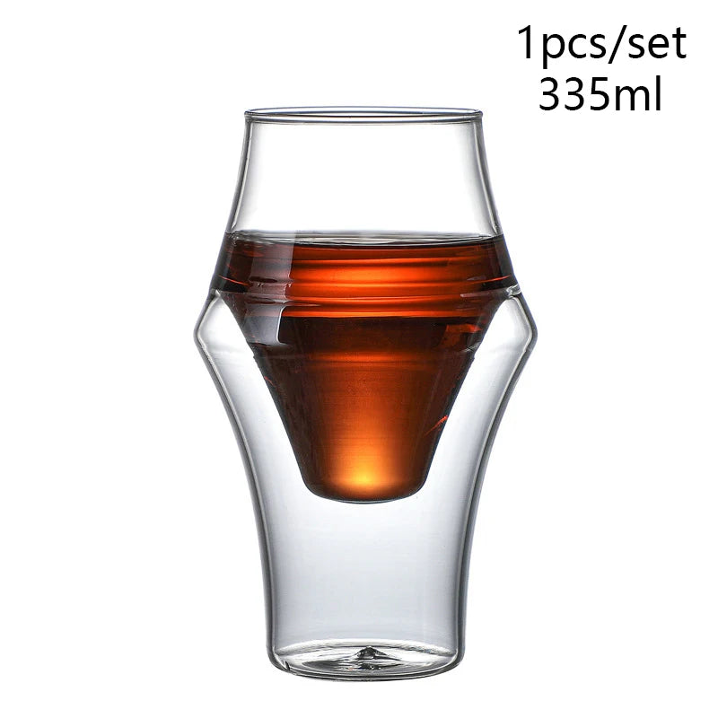 120/250/335ml Double-layer Glass Cup Hanging Ear Espresso Coffee Cup Anti-scalding Milk Brandy Wine Teacup Clear Mug Set
