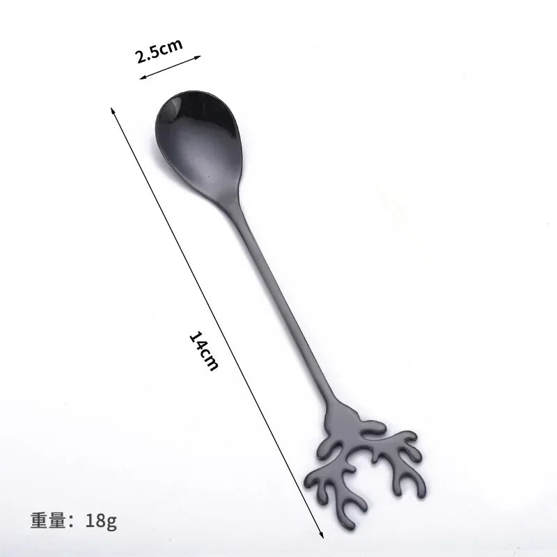 Nordic Dessert Spoon Elk Stainless Steel Coffee Spoons Stirring Tablespoon Little Deer Shape Christmas Tableware New Year Gift