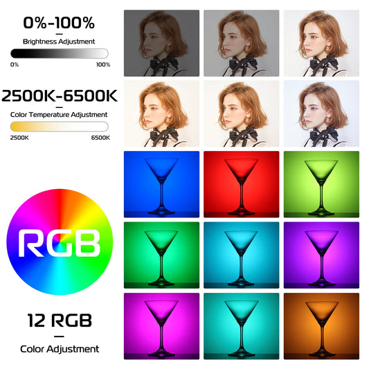 VL66 RGB Video Light – 360° Rotatable Bi-Color 2500-6500K CRI95+ Rechargeable Fill Light for DSLR, SLR & Smartphones