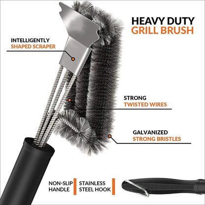 Safe Grill Brush - Bristle Free BBQ Brush Scraper Rust Resistant Stainless Steel Barbecue Cleaner Great Grilling Accessories