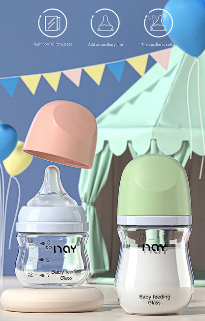 Baby Bottles Newborn Wide-caliber Nursing Glass Bottles Anti-flatulence Milk Feeding Bottles Infant 0-3 Month BPA Free