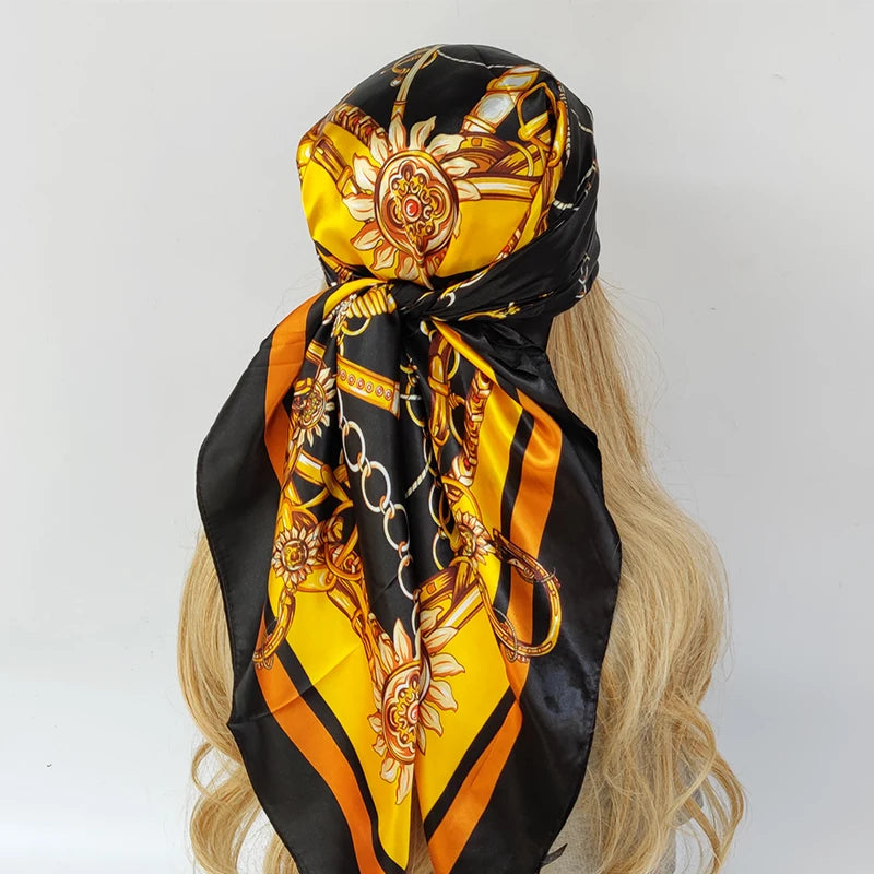 Retro Women Silk Scarf Bandanna Fashion Bohemian Pattern Square Hijab Lady Wrap Headband foulard muffler