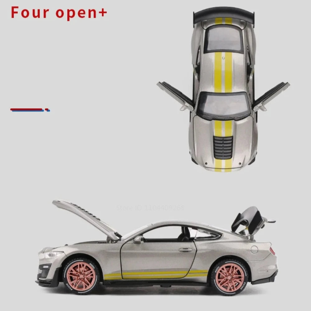 Scale 1:32 Mustang Shelby GT500 F-150 Toy Car Model Alloy Diecast Sound Light Pull Back Vehicle Models Birthday Gifts