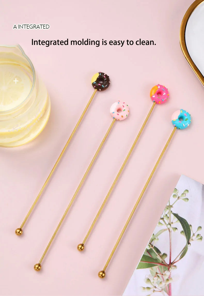 Creative Stainless Steel Cartoon Mixing Rod Long Handle Cocktail Stir Stick Coffee Juice Mixer Reusable Swizzle Stick Bar Tools