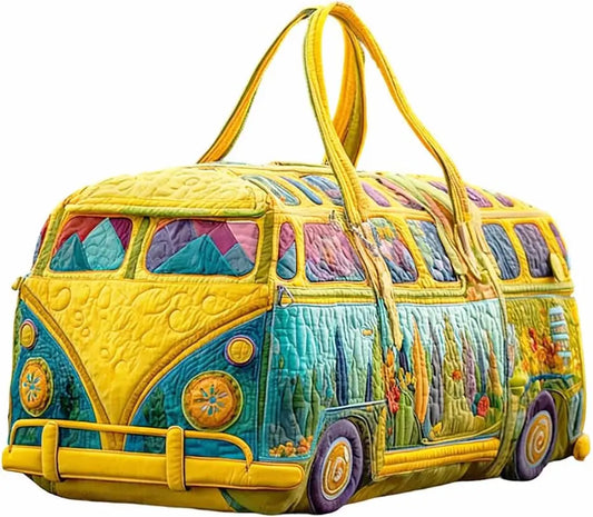 Hippie Van Quilted Travel Duffle Bag Large Capacity Canvas Style Tote