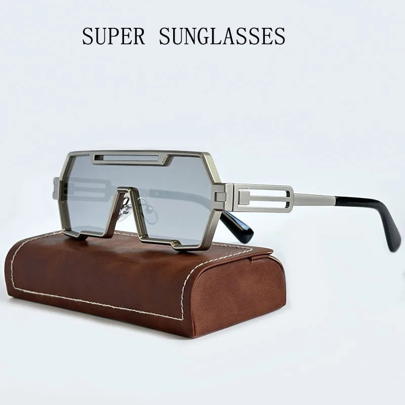 Square Steampunk Metal Sunglasses With UV400 Protection
