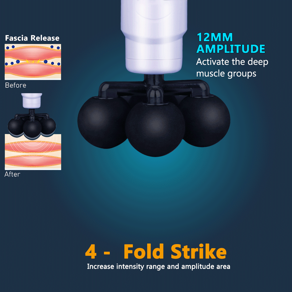 Massage  Variable Frequency Dual mode 4x Strike Massager head Massager Body Neck Back Leg Fitness Tool 5 Levels Fascial