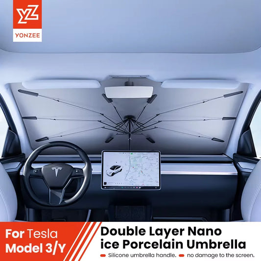Foldable Front Windshield Sunshade Umbrella for Tesla Model 3 and Model Y 2026
