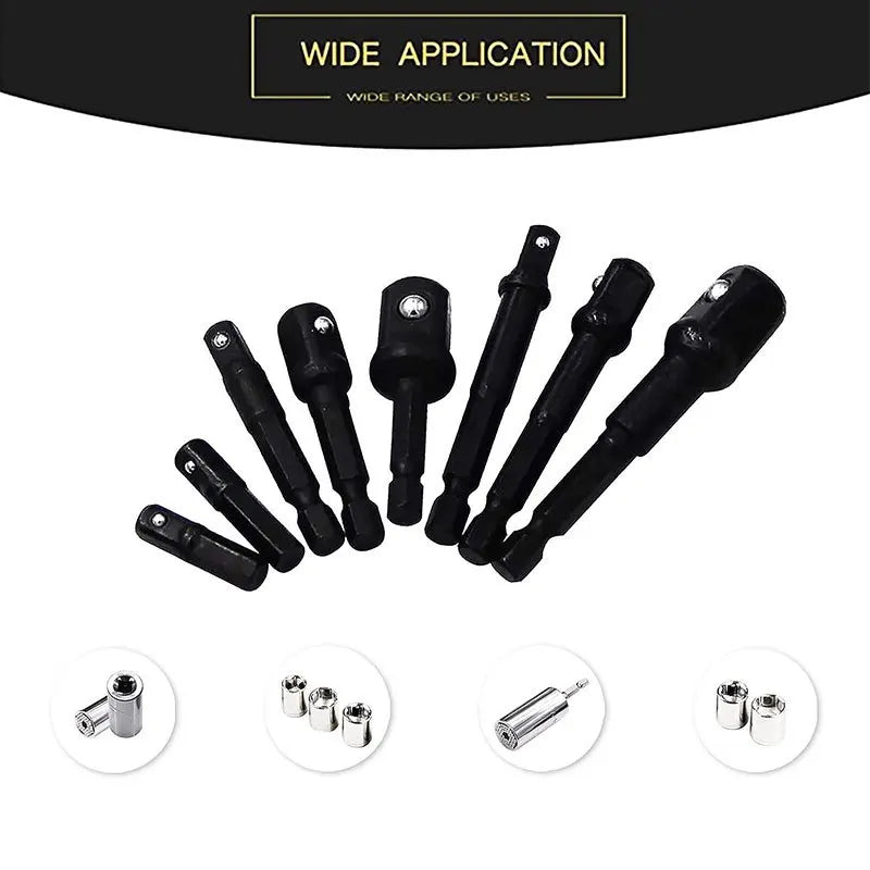 1/4 Hex Shank Socket Adapter Set for Electric Screwdriver Conver to Impact Driver 1/2 3/8 1/2 Square Head Converter Power Tool