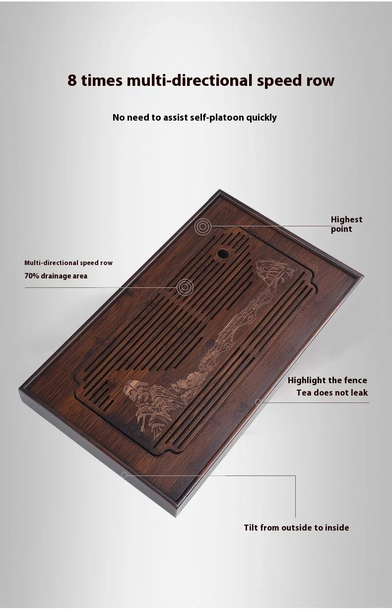 Jiangshan Tea Tray Household Small Drain Tea Table Bamboo Tea Tray Kung Fu Tea Set Accessories Tea Sea Dry Brewing Table