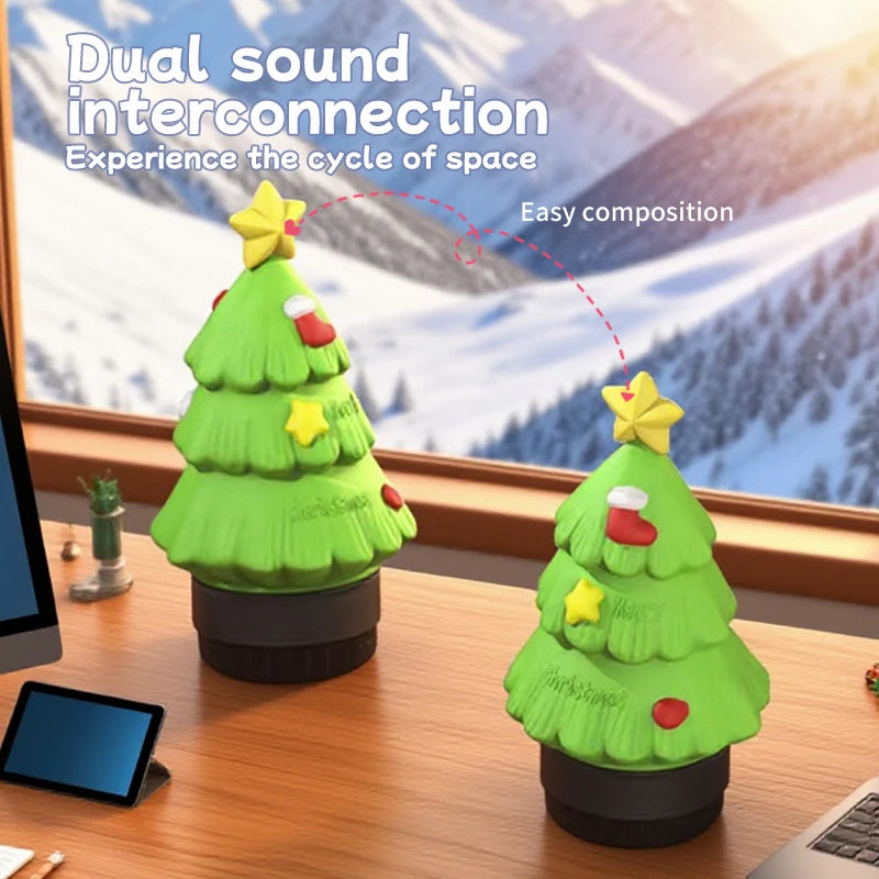 Christmas Eve Light Mini High Fidelity Bluetooth 5.3 Speaker TWS Connection Stereo Rechargeable LED Desk Lamp Christmas Gift