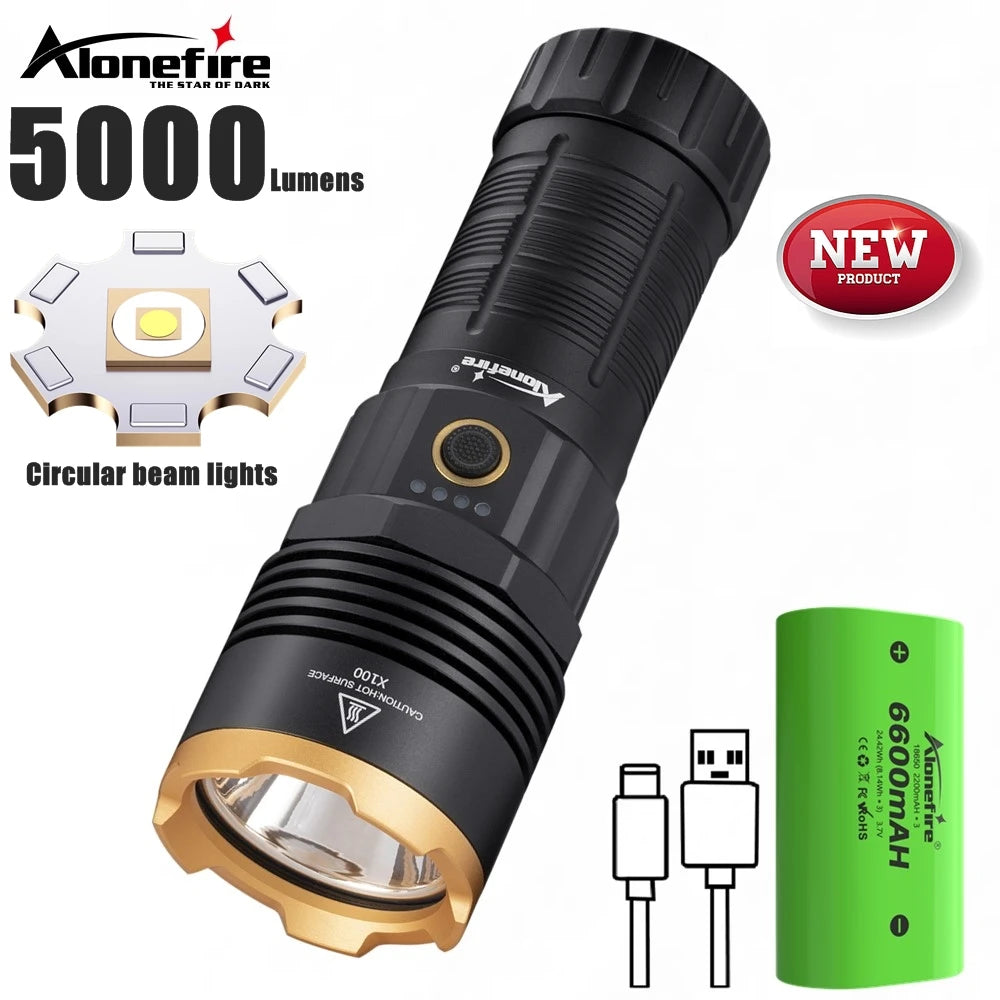 5000 Lumen Rechargeable High Power LED Flashlight