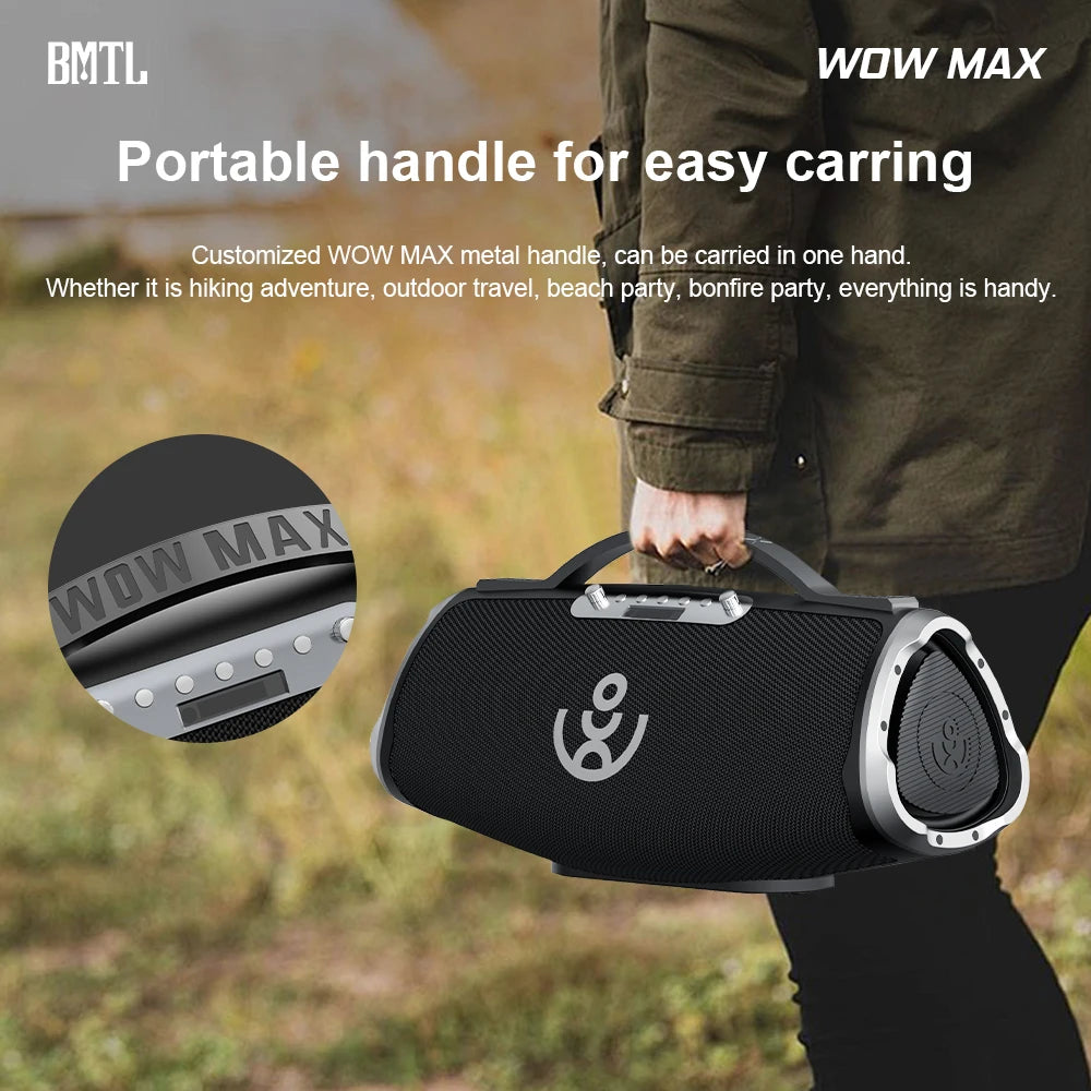BMTL WOW MAX 300W Powerful Portable Speaker with 2 Wireless Microphones 3-way PA System Support Power Bank AUX/USB/TF/OTG