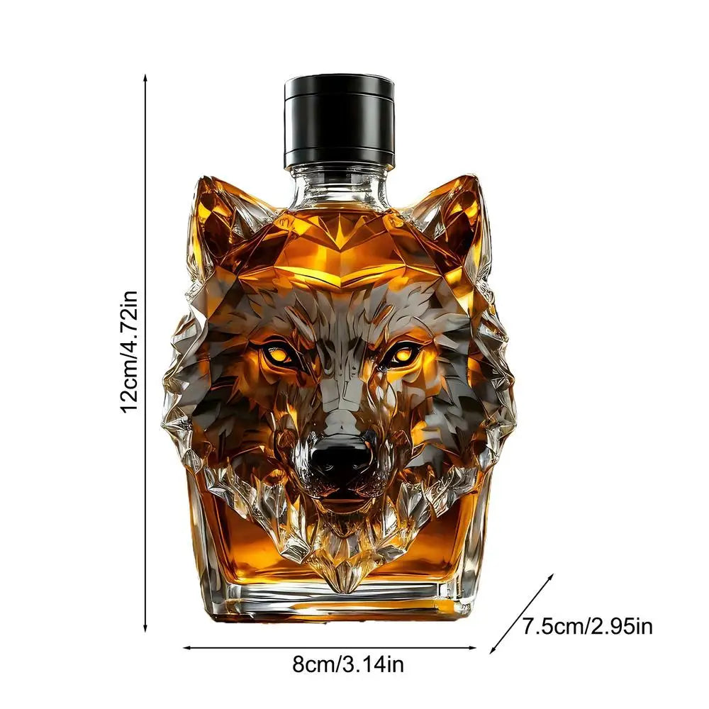 Whiskey Bottles Wolf Crested Wine Cup Engraved Vintage Wolf Themed Whiskey Glass Bottle For Bar Home Party Kitchen Workplace