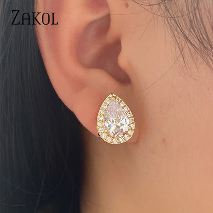 Classic Water Drop Cubic Zircon Stud Earrings