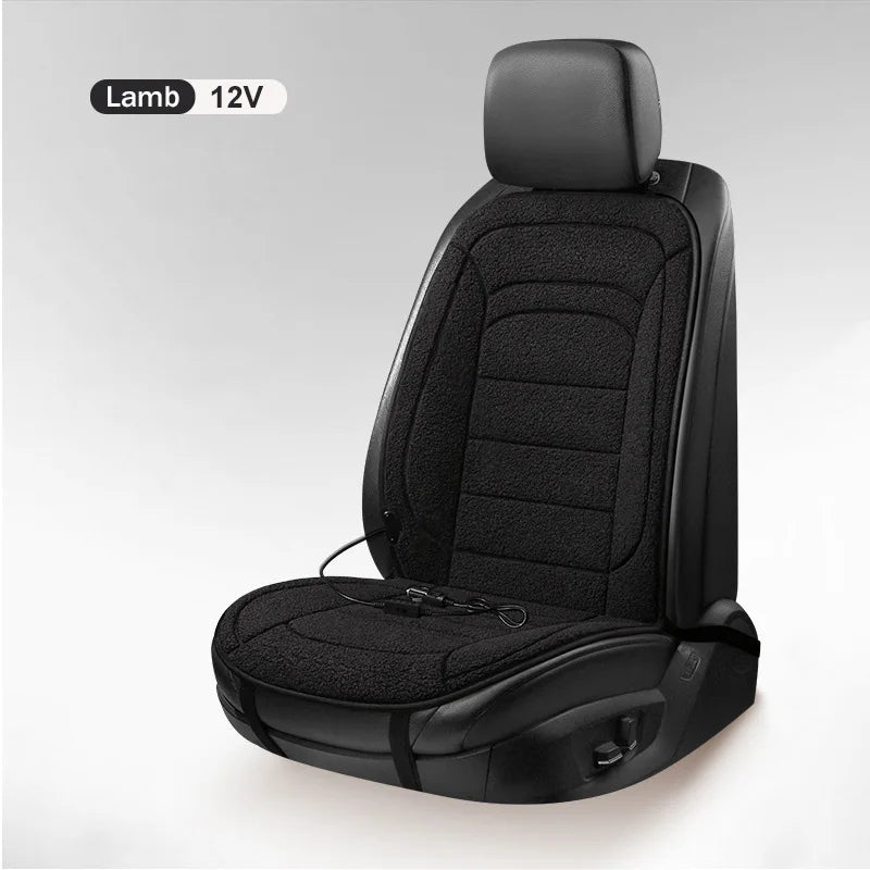 Heated Car Seat Cover 12V Fast Heating Seat Cushion Warm Plush Car Seat Heating Covers Seat Protector Auto Seat Heater Pads Mat