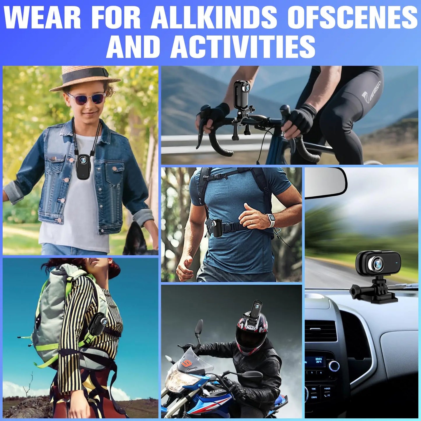 4K Mini Thumb Sports Camera Waterproof Magnetic Pocket Action Camera Wearable Body Cam for Motorcycle Helmet Cycling