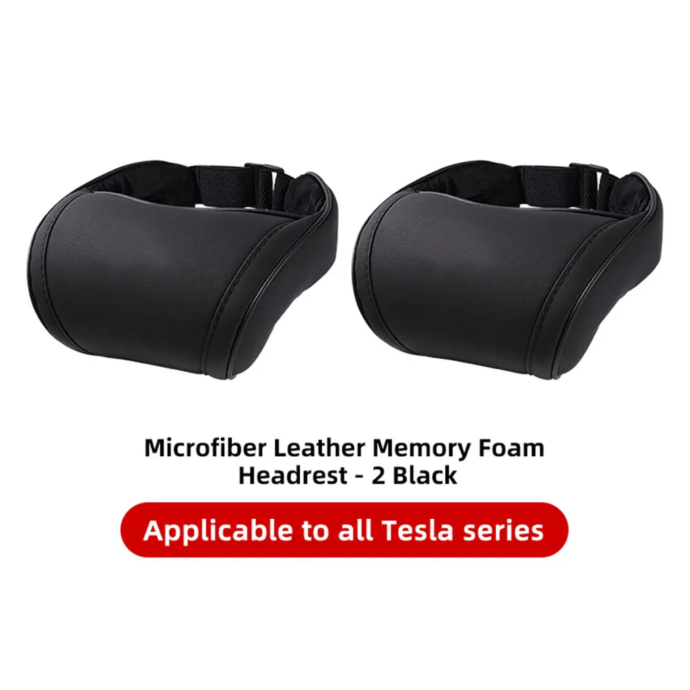 Memory Foam Car Neck Pillow for Tesla Model 3 Y X S PU Leather Headrest Support