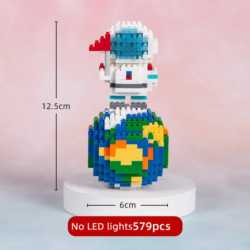 Mini Micro Rocket Building Blocks Space Moon Satellite Astronaut Diamond Bricks Constructor Toys for Children Gifts LED Light