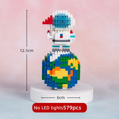 Mini Micro Rocket Building Blocks Space Moon Satellite Astronaut Diamond Bricks Constructor Toys for Children Gifts LED Light