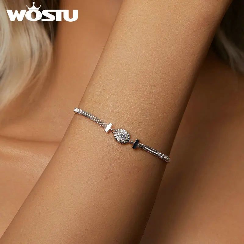 0.5CT Sparkling Moissanite Simple Knitted Mesh Bracelets Women 925 Silver Lab Diamond moissanite Wrist