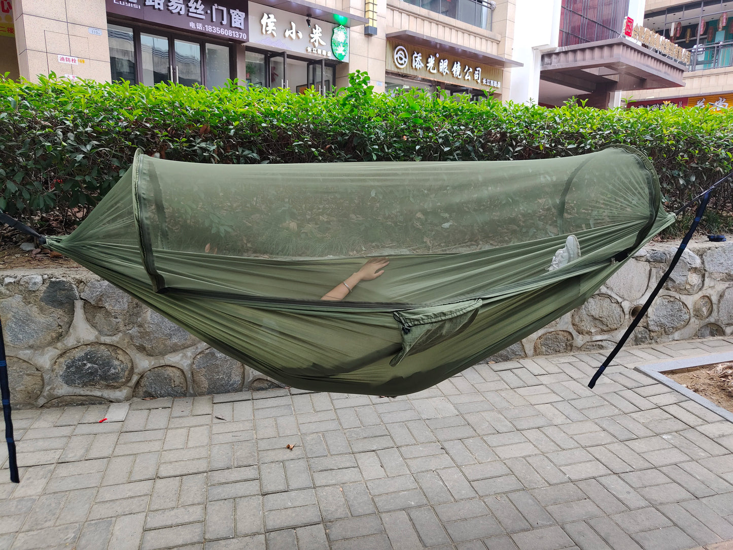 Portable Outdoor Camping Hammock with Mosquito Net High Strength Parachute- Fabric Hanging Bed Hunting Sleeping Swing