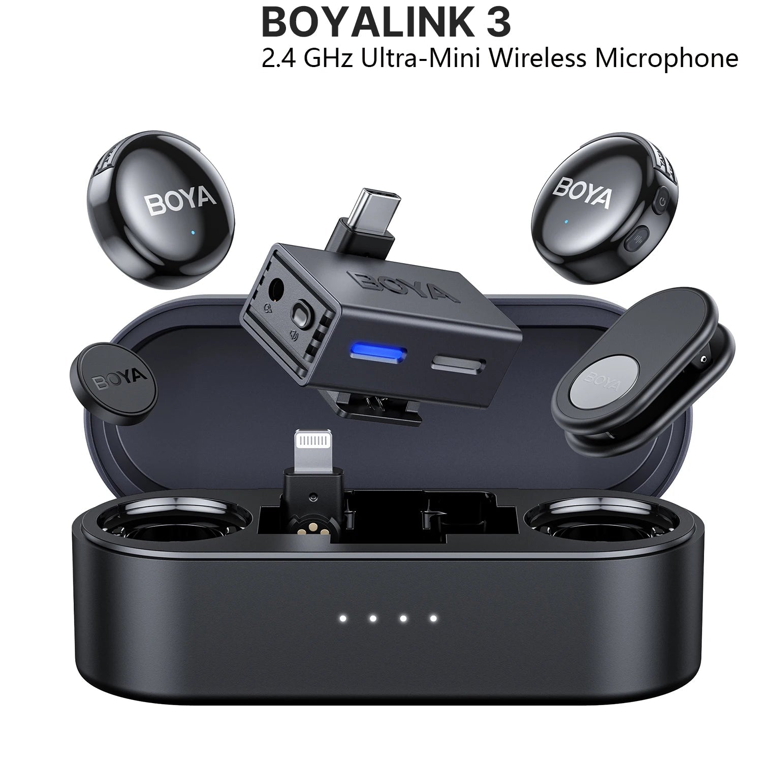 LINK 3 Wireless Lavalier Microphone for iPhone 15/16 Type-C Devices AI Noise Cancellation Lapel Mic for Video Recording